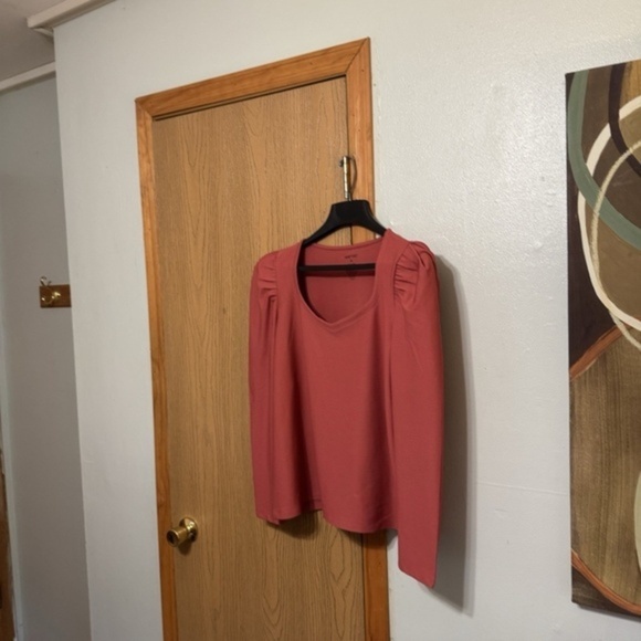 Nine West Tops - Nine West NWT XL Solid Pink Long Sleeve Puff Sleeve Top